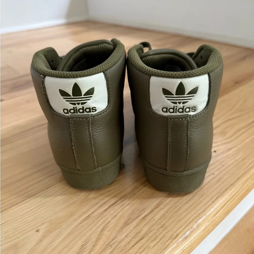 adidas Olive Green and White Sneakers - Picture 3 of 4